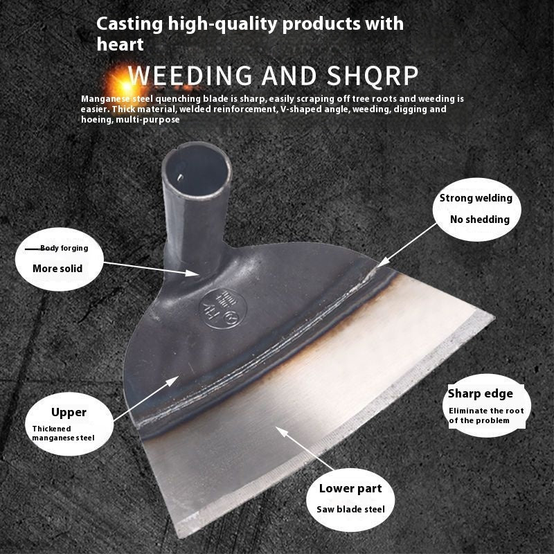 Heavy-Duty Manganese Steel Garden Hoe