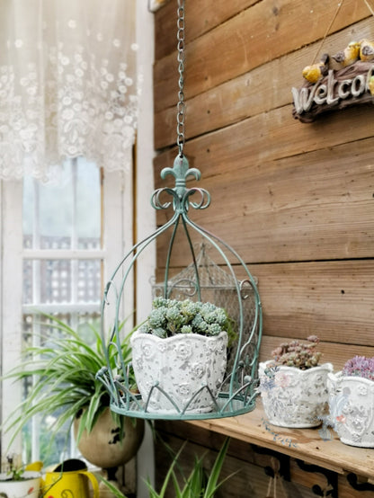 Wrought Iron Hanging Basket for Garden and Balcony