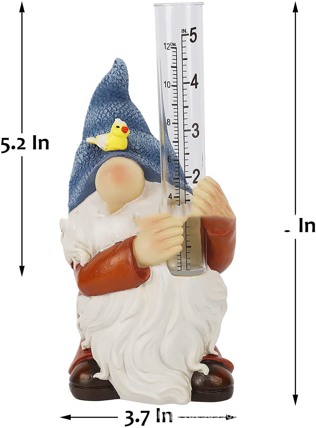 Garden Statue With Hand-painted Rain Gauge