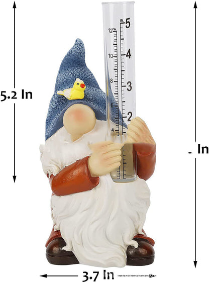Garden Statue With Hand-painted Rain Gauge