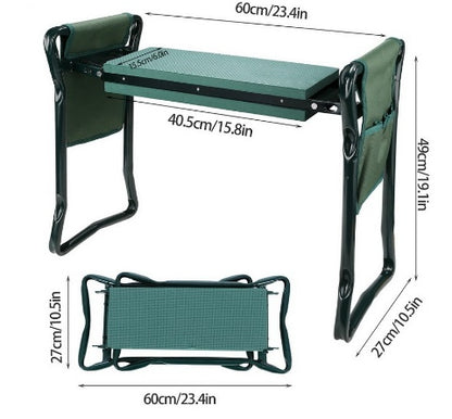 Foldable Outdoor Lawn Bench Chair with Tool Pouch