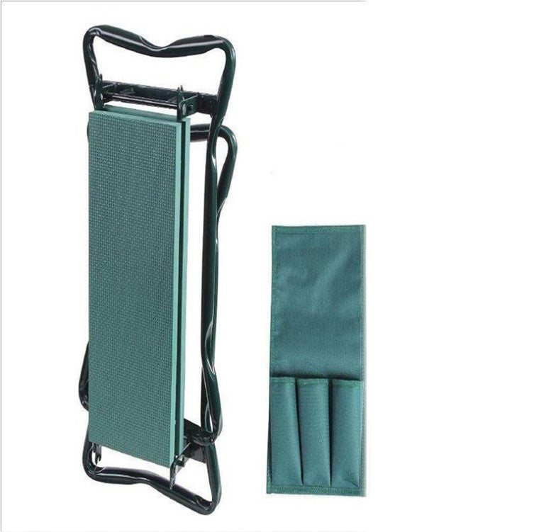 Foldable Outdoor Lawn Bench Chair with Tool Pouch